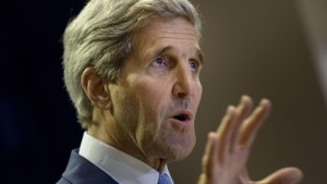 US Secretary of State John Kerry speaks during a press conference in Kuala Lumpur on August 6, 2015. Washington will not tolerate any navigation restrictions in the South China Sea, US Secretary of State John Kerry said on August 6 at a regional security meeting dominated by tensions over Beijing's island building. AFP PHOTO / POOL / BRENDAN SMIALOWSKI